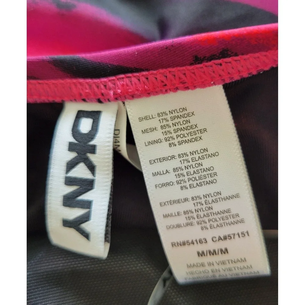 DKNY One Piece Swimsuit Size M Pink Halter Tummy Compression UPF 40 Stretch NEW - Picture 8 of 8